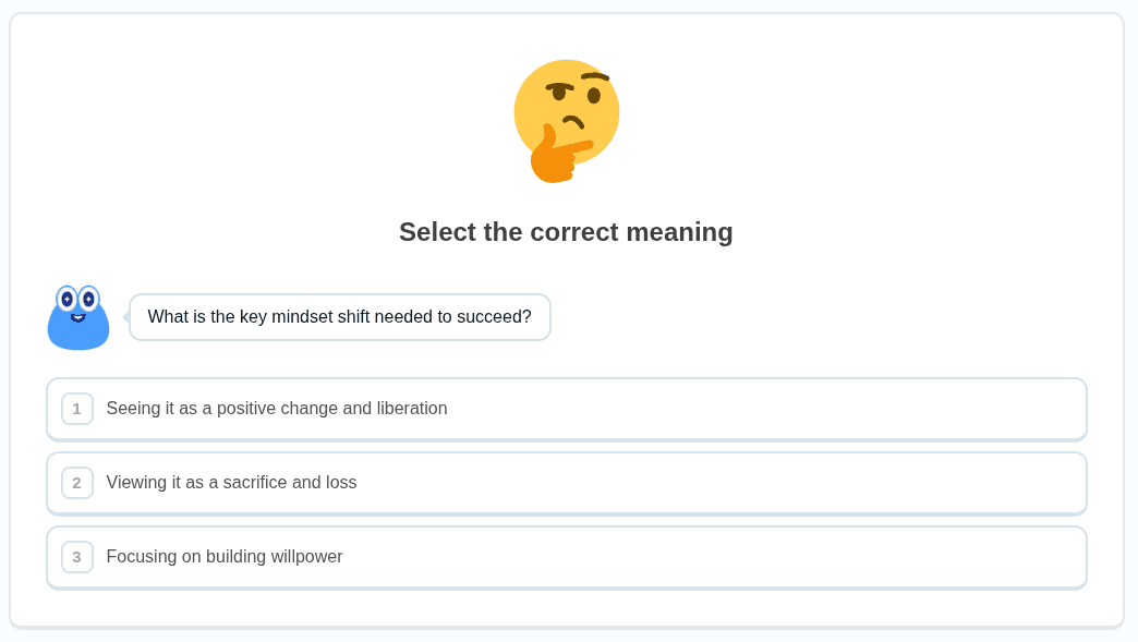 Interactive quiz questions